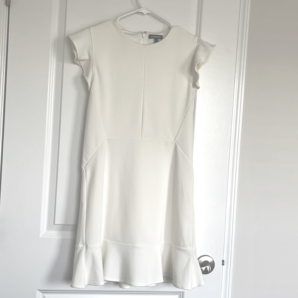 Express Ivory Flutter Sleeve Dress